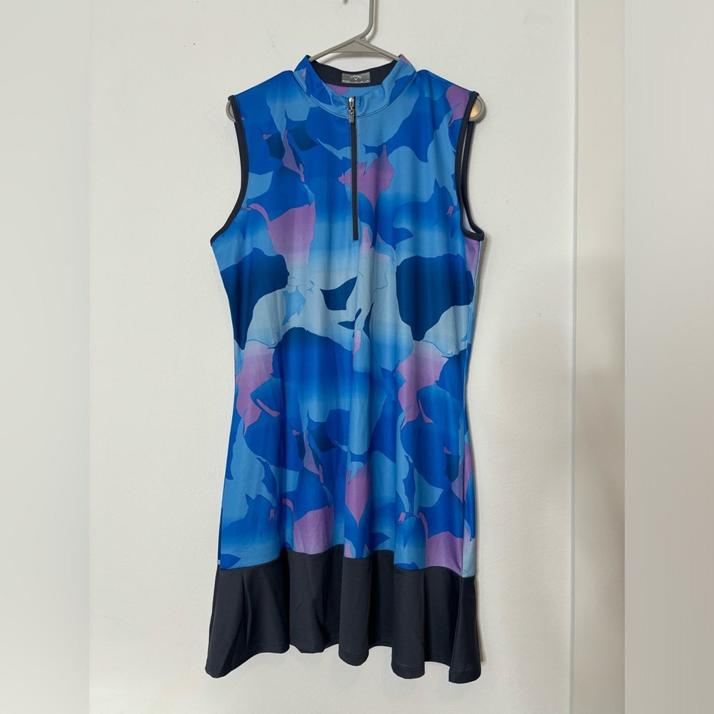 CALLAWAY NWT VIBRANT BLUE PRINTED GOLF MIDI DRESS SZ XLARGE